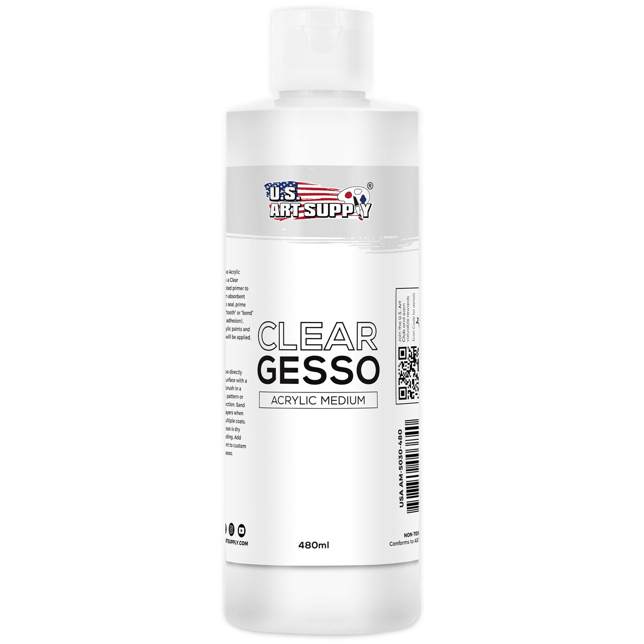Clear Gesso Primer (16oz) for Oil & Acrylic Painting - Enhances Blending & Canvas Paint Prep - Mixable Clear Gesso Primer for Acrylic Painting